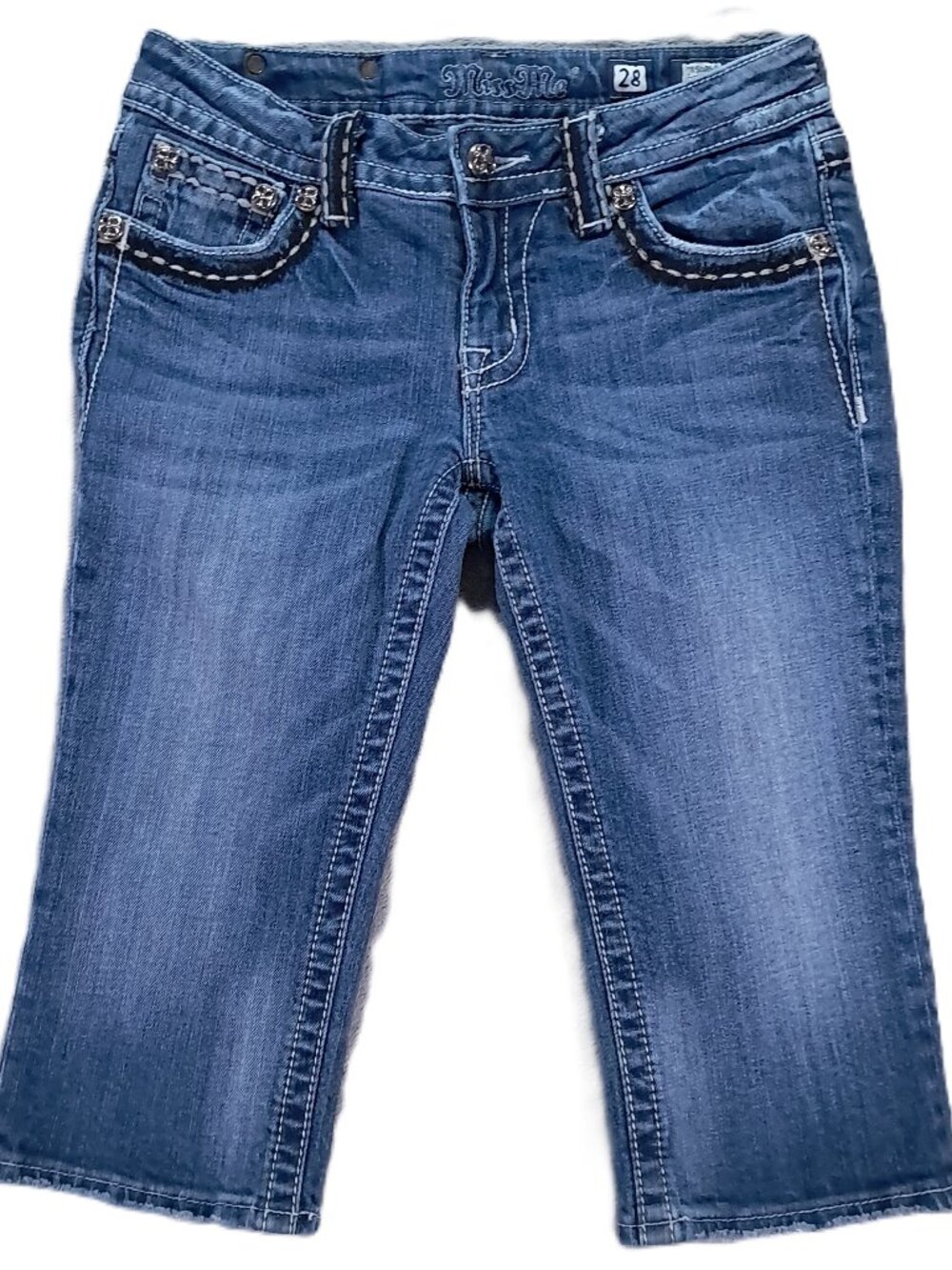 Miss Me Capris Women 29x16, Tag 28x16 Distressed Embellished Denim